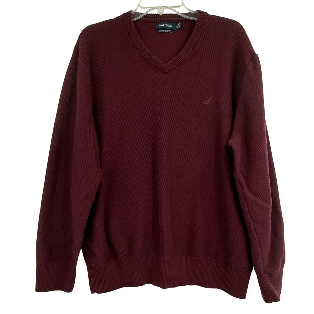 Nautica Men's V-neck Pullover Cottonblend Sweater XXL Preppy Minimalist Academia